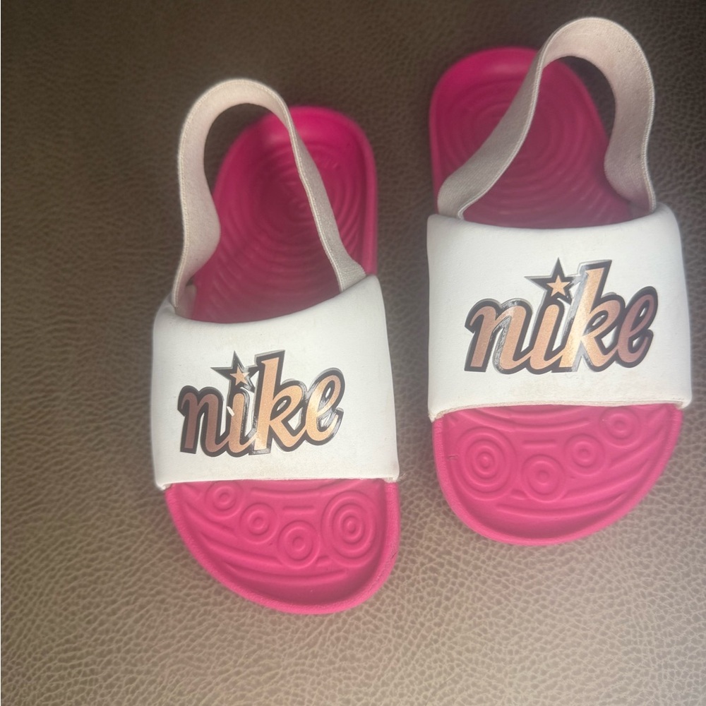 Nike Kids Pink and White Sandals